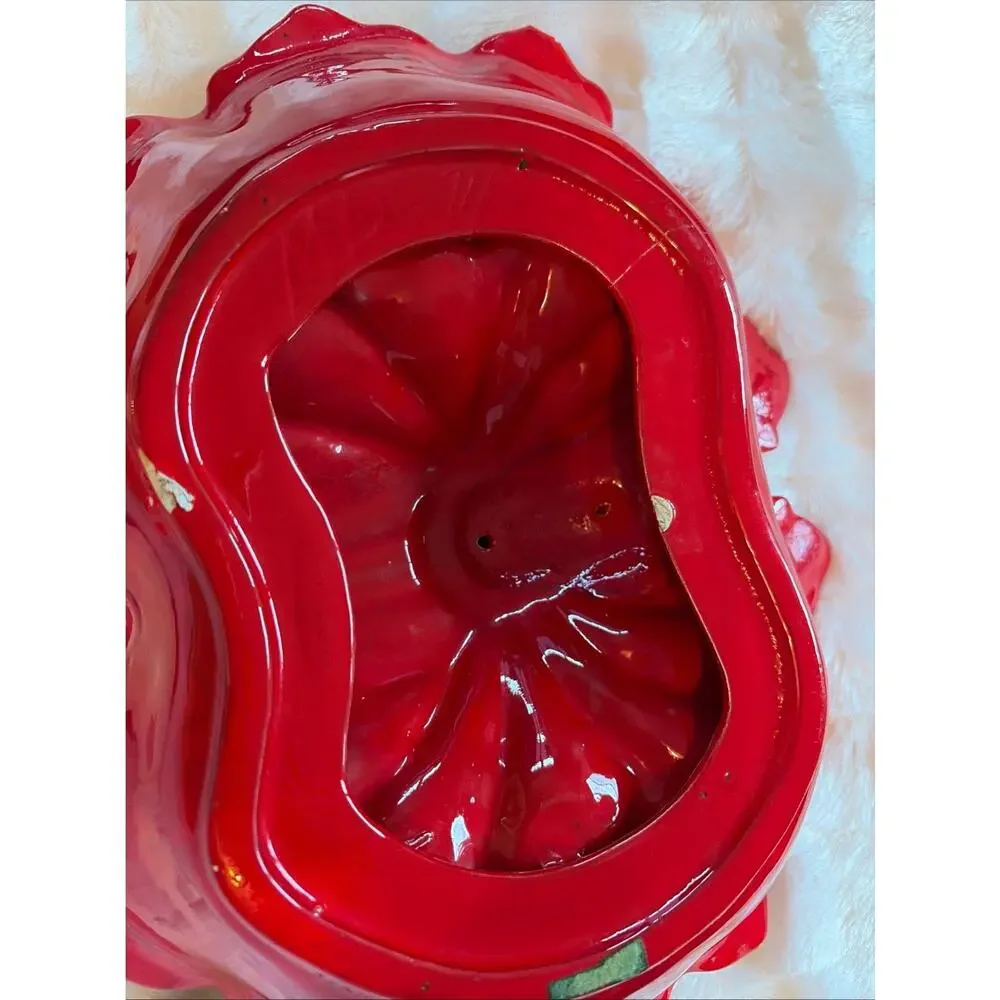 Vibrant Red Lobster Shell Ceramic Divided Serving Dish Coastal Decor Sea Life